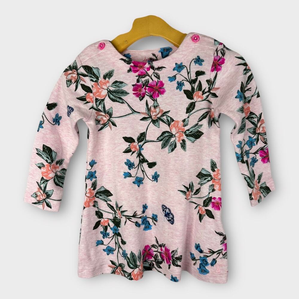 Joules Baby Girls 12-18 months Christina 216653 Floral Long Sleeve Dress Pink